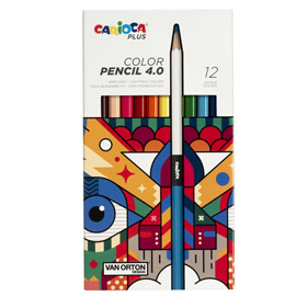 Matita colorata color pencil 4.0 - mina 4 mm - colori assortiti - carioca plus - conf. 12 pezzi