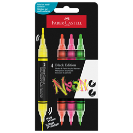 Marcatori shake&paint - colori assoriti neon - faber-castell - conf. 4 pz