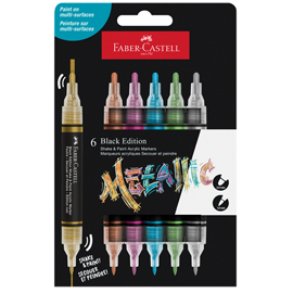 Marcatori shake&paint - colori assoriti metallic - faber-castell - conf. 6 pz