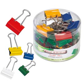 Molle double clips - metallo - misure e colori assortiti - lebez - barattolo da 60 molle