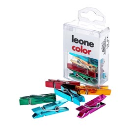 Mini mollette - colori metallizzati assortiti - leone - conf. 10 pezzi