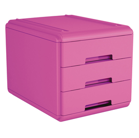 Mini cassettiera - 17,7x25,4x17 cm - 3 cassetti da 4 cm - fucsia - arda