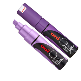 Marcatore a gesso liquido uni chalk marker  - punta a scalpello da 1,80-2,50mm - viola - uni mitsubishi