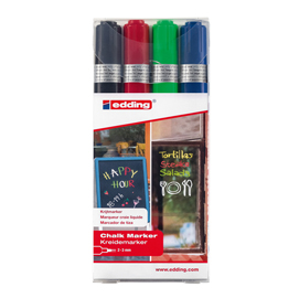 Marcatore ending 4095 -  punta tonda da 2,00-3,00mm - astuccio 4 colori: nero,rosso,blu, verde chiaro - edding - astuccio 4 marcatori