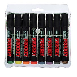 Marcatori uni prockey m126 - punta a scalpello 1,00- 5,70mm  - astuccio 8 colori assortiti - uni mitsubishi