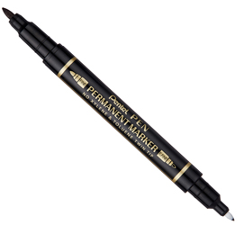 Marcatore permanente twin tip - doppia punta fine-extra fine - nero - pentel