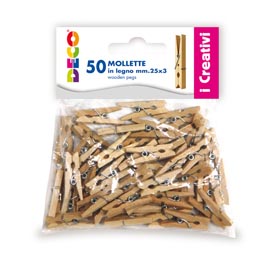 Mollettine mini - in legno - colore naturale - 25mm - cwr - conf. 50 pezzi