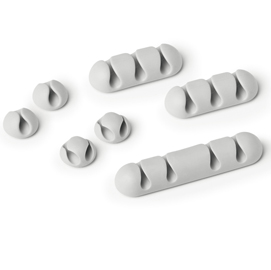 Mix clip cavoline fermacavi - adesivi - grigio - durable - conf. 7 pezzi