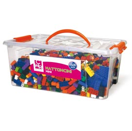 Mattoncini micro da costruzione - in abs - colori assortiti - cwr - bauletto da 1600 pezzi