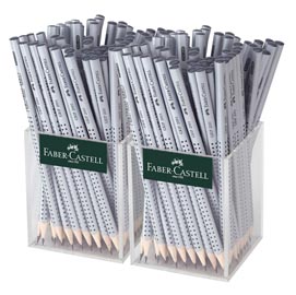 Matite grafite grip - hb - fusto silver - faber castell - expo 144 pezzi