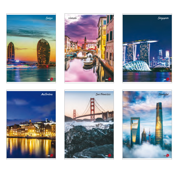 Maxiquaderno a4 40fg+2 80gr rigo di 1rigo c/margine citta' 2020 bm