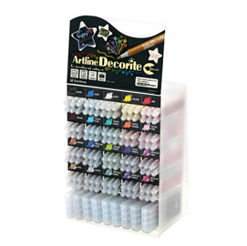 Marcatori decorite - punta pennello - colori assortiti - artline - espositore 156 pezzi