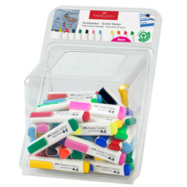 Marcatore marker - per tessuto - colori assortiti - faber-castell - espositore 60 pezzi