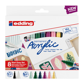 Marcatore acrilico start easy set nordic - colori assortiti - edding - conf. 8 pezzi
