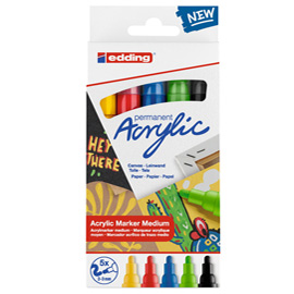 Marcatore acrilico 5100 medium basic - colori assortiti - edding - conf. 5 pezzi