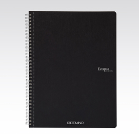 Maxiquaderno ecoqua original - spiralato - a4 - 90 gr - 1 rigo - 70 fogli - nero - fabriano