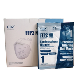 Mascherine bianca ffp2 pieghevole s/valvola imb.singolarmente ce0598