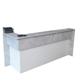 Modulo reception lineare welcome in - c/est. Arrot. - 243 x 83 x 109 cm - bianco/cemento - linekit