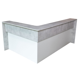 Modulo reception angolare welcome in - c/scrivania - 203 x 203 x 109 cm - bianco/cemento - linekit