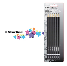 Matite in grafite - gradazione hb - starline -  conf. 6 pezzi