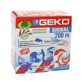 Nastro segnaletico signal 70mm x 200mt bianco/rosso biodegradabile geko