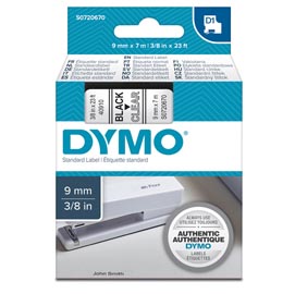Nastro d1 409100 - 9 mm x 7 mt - nero/trasparente - dymo