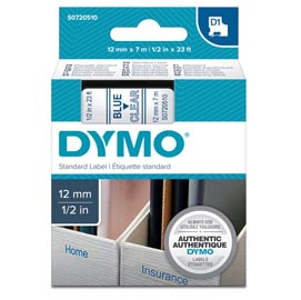 Nastro d1 450110 - 12 mm x 7 mt - blu/trasparente - dymo