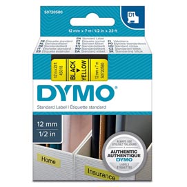 Nastro d1 450180 - 12 mm x 7 mt - nero/giallo - dymo