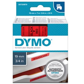 Nastro d1 458070 - 19 mm x 7 mt - nero/rosso - dymo