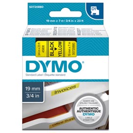 Nastro d1 458080 - 19 mm x 7 mt - nero/giallo - dymo