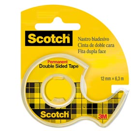 Nastro biadesivo scotch® - in chiocciola - permanente - senza liner - 6,3 m x 12 mm - trasparente - scotch®