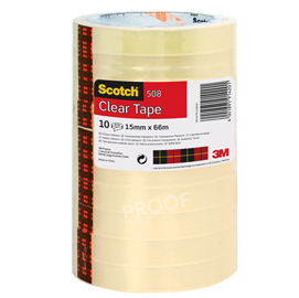Nastro adesivo scotch® 508 - 15 mm x 66 mt - trasparente - scotch® -  torre 10 rotoli