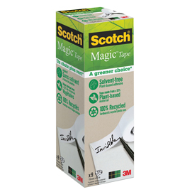 Nastro adesivo scotch® magic™ 900 - invisibile - ecologico - 19 mm x 33 mt - trasparente - scotch® - value pack 9 rotoli