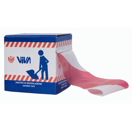 Nastro segnaletico di sicurezza - 75 mm x 200 mt - rosso/bianco - viva