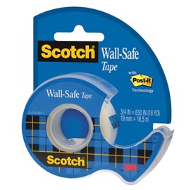 Nastro adesivo con chiocciola scotch® wall safe - removibile - 19 mm x 16,5 m - trasparente - scotch®