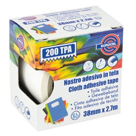 Nastro adesivo telato tpa 200 - 38 mm x 2,7 mt - bianco - eurocel