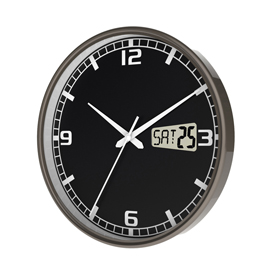 Orologio da parete datum orion - diametro 27 cm - con data - nero - cep