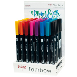 Pennarelli tombow abt dual brush - 8 colori assortiti - koh-i-noor - expo 48 pezzi