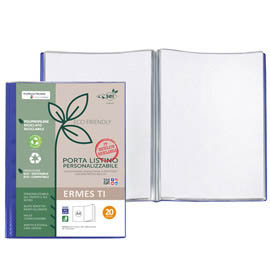 Portalistini personalizzabile ermes ti - pp riciclato - 22 x 30 cm - 20 buste - blu - sei rota