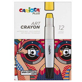 Pastello a cera art crayon - d 10 mm x 138 mm - colori assortiti - carioca plus - conf. 12 pezzi