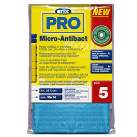 Panno multiuso micro-antibact - 35 x 38 cm - blu - arix - conf. 5 pezzi