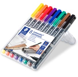 Pennarello astucci lumocolor permanent 313 - punta 0,4mm - 8 colori - staedtler