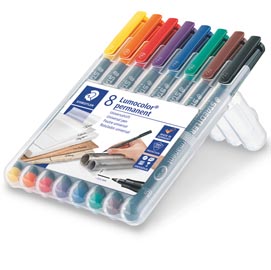 Pennarello astucci lumocolor permanent 318  - punta 0,6mm  - 8 colori - staedtler
