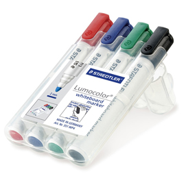 Pennarelli lumocolor whiteboard 351 - astuccio 4 colori - tratto 2,0mm - staedtler