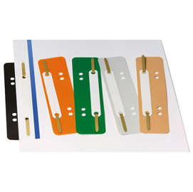 Pressini fermafogli - con linguette in metallo - 38x150 mm - colori assortiti - lebez - conf. 250 pezzi