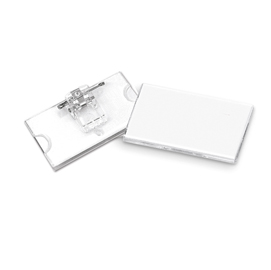 Portabadge con clip e spilla - 6,5x3 cm - lebez