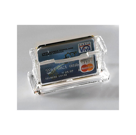 Portabiglietti da visita acrilico - da tavolo - 11,5x5,5x4,5 cm - trasparente - lebez