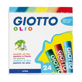 Pastelli a olio - lunghezza 70mm con Ø 11mm - colori assortiti - giotto - astuccio 24 colori
