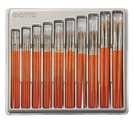 Pennelli punta tonda serie 700 - pelo di bue - giotto - vetrinetta 64 pezzi