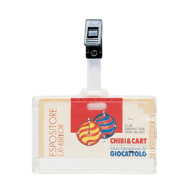 Portanome con clip in plastica - 9x6 cm - favorit